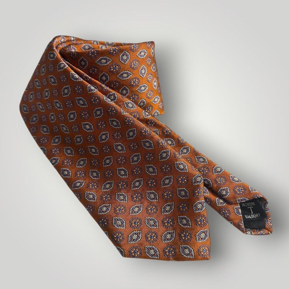 ROBERT TALBOTT Carmel Silk Tie Geometric/Polka dot  100% Silk Necktie NWOT